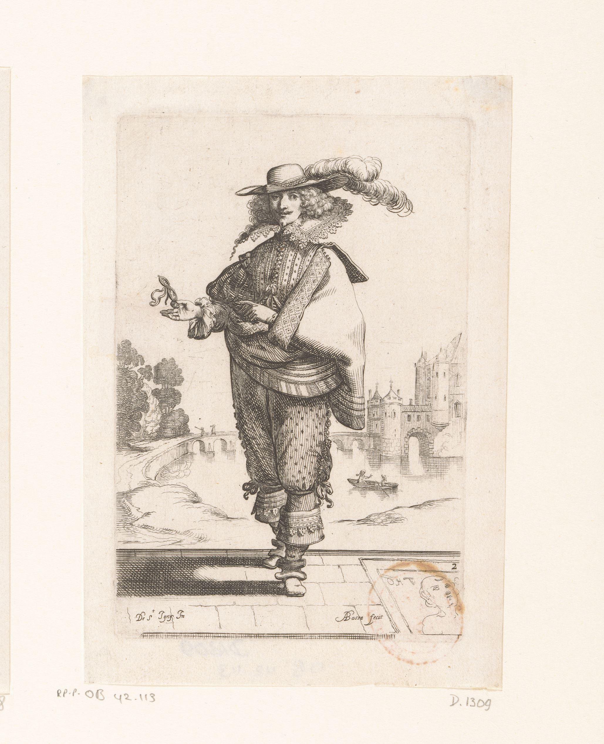 Weduwnaar, gekleed volgens de Franse mode van ca. 1630 by Abraham Bosse