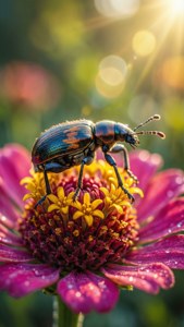 Weevil on Flower Bokeh