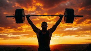 Weightlifter Silhouette Sunset