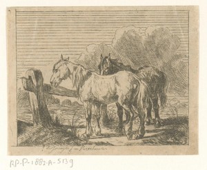 Weiland met twee paarden