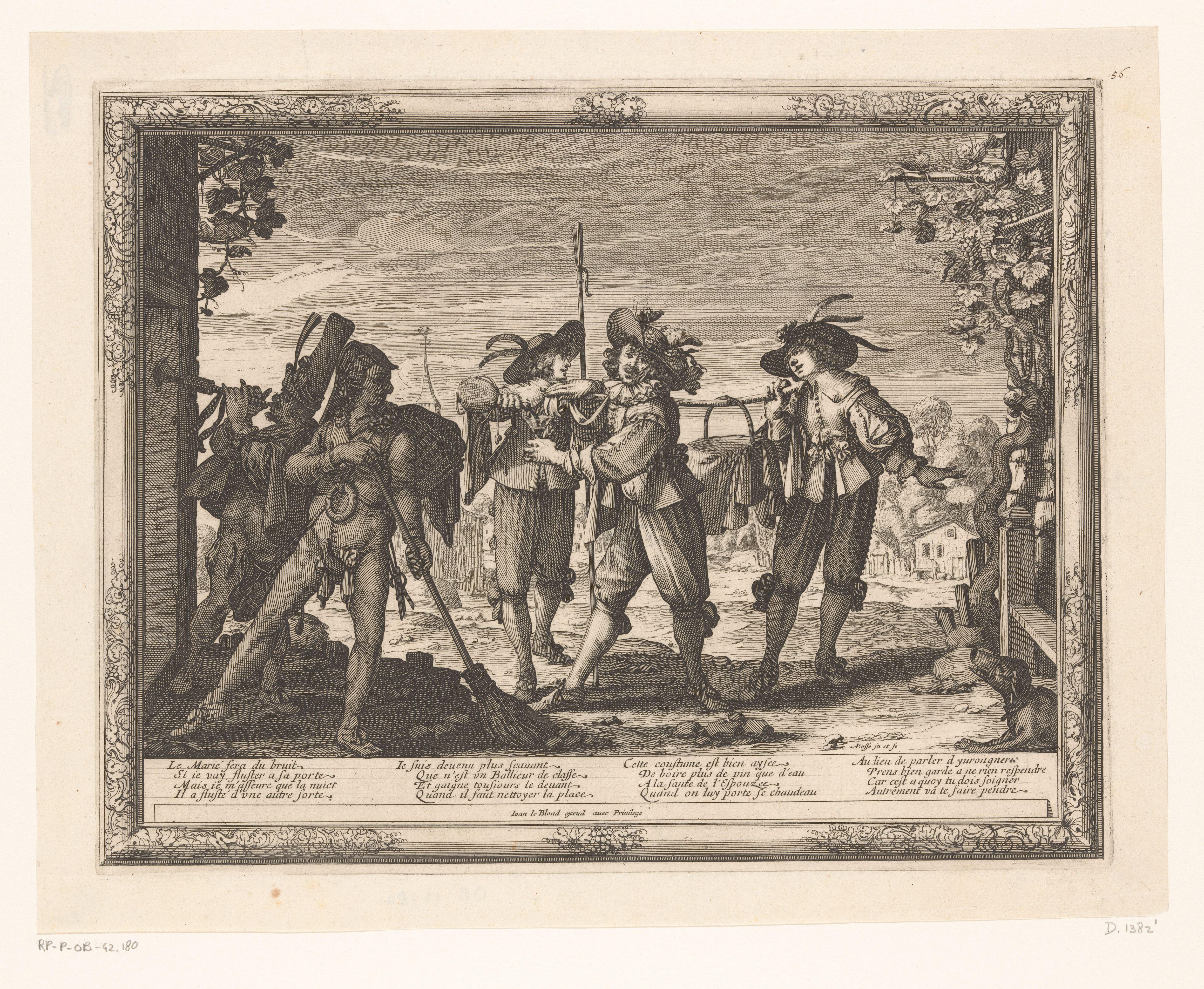 Wekken van het nieuwe echtpaar by Abraham Bosse