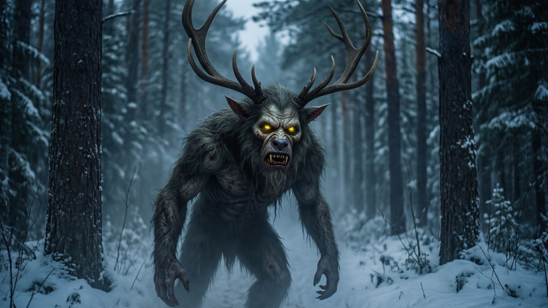 Wendigo in the Snow by Wallpapers.art Studio