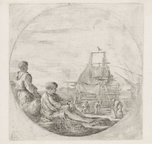 Werklieden die een schip bouwen