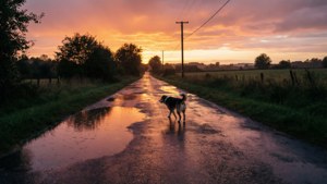 Wet Road at Dusk