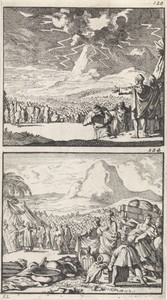 Wetgeving op de berg Sinaï / Mozes legt de oudsten de tien geboden uit