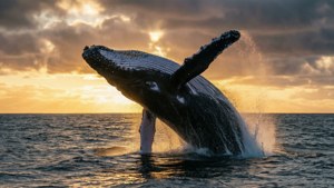 Whale Breaching Sunset