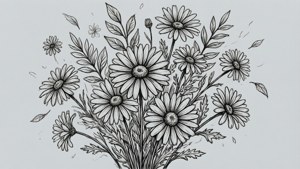 Whimsical Bouquet Outline