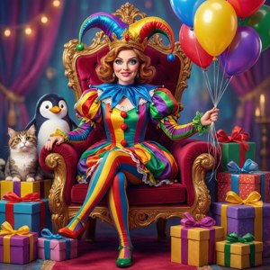 Whimsical Jester Birthday Queen