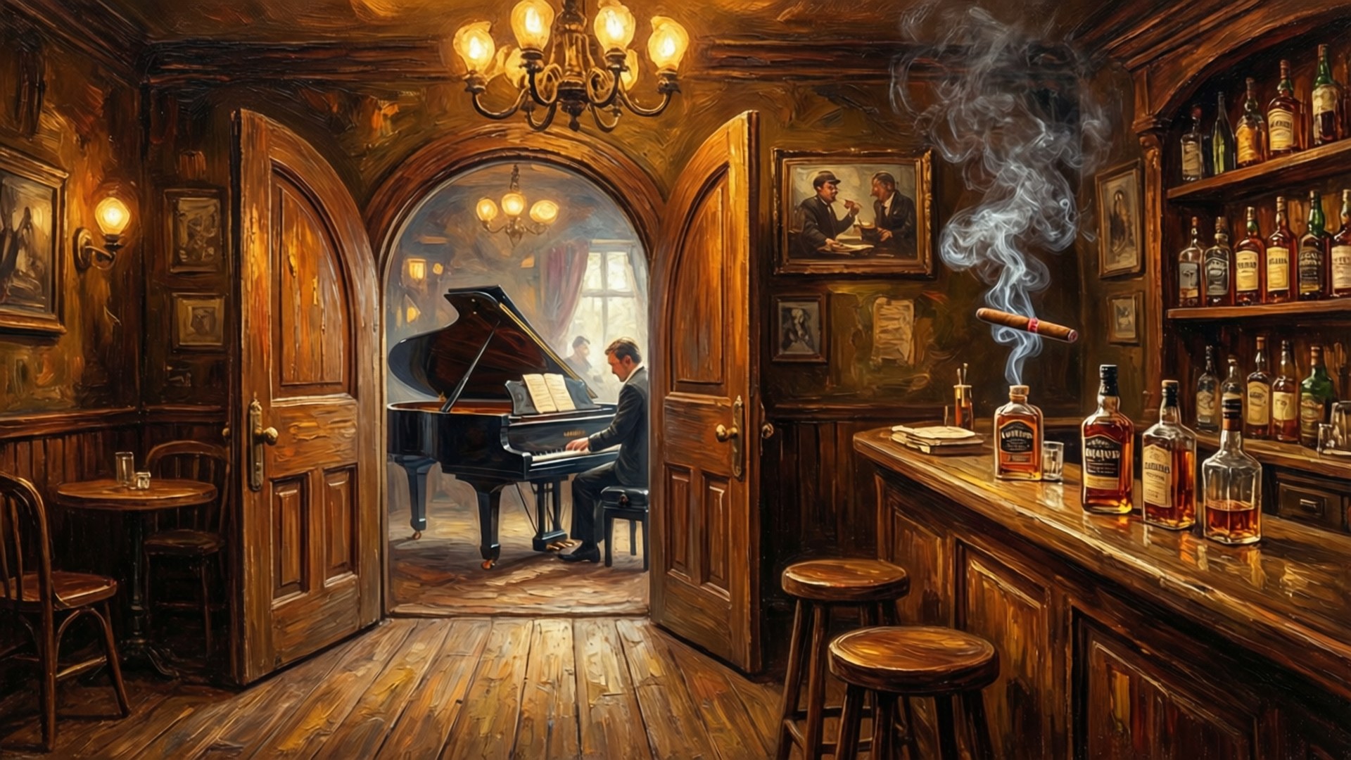 Whiskey and Smoke by Wallpapers.art Studio