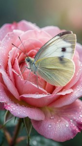 White Butterfly on Rose