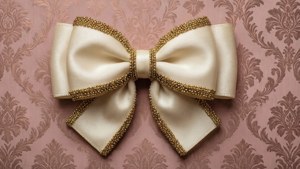 White Gold Beaded Bow