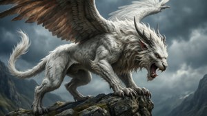 White Griffin on Cliff