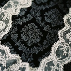 White Lace Black Damask