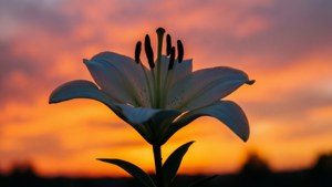 White Lily Sunset Silhouette