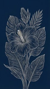 White Line Art Bloom