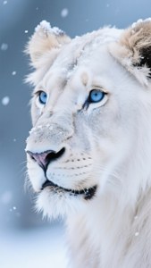 White Lioness in Snow