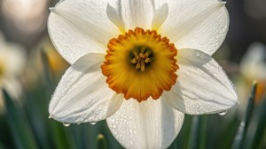 White Narcissus Dewy Macro