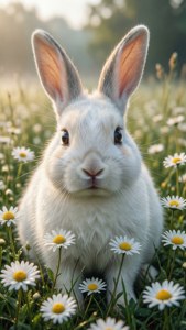 White Rabbit in Daisies