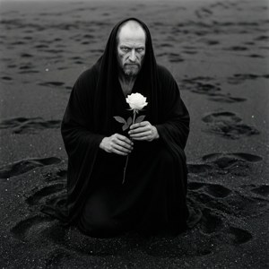 White Rose in Black Sand