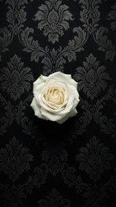 White Rose on Damask