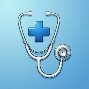 White Stethoscope Blue Cross