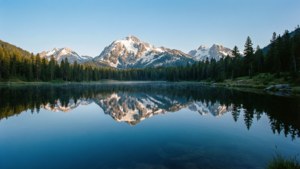 Widescreen Alpine Lake Reflection