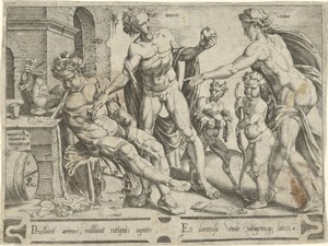 Wijn en lust nemen bezit van het hart van de dronkaard