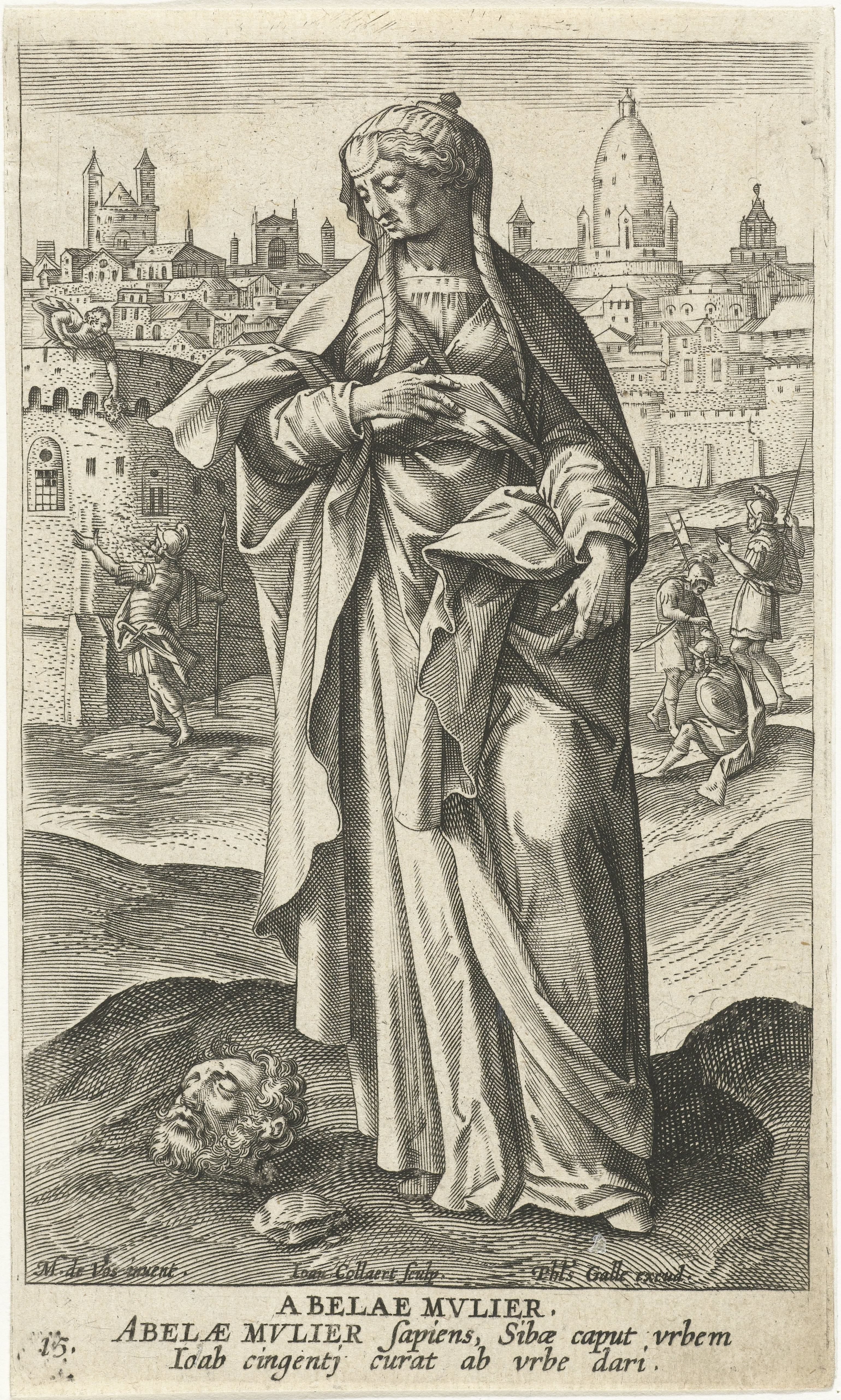 Wijze vrouw van Abel-Bet-Maächa by Jan Collaert (II)