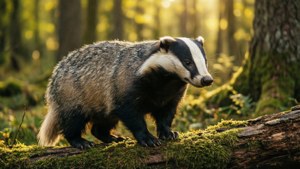 Wild Badger in Forest