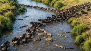 Wildebeest River Crossing