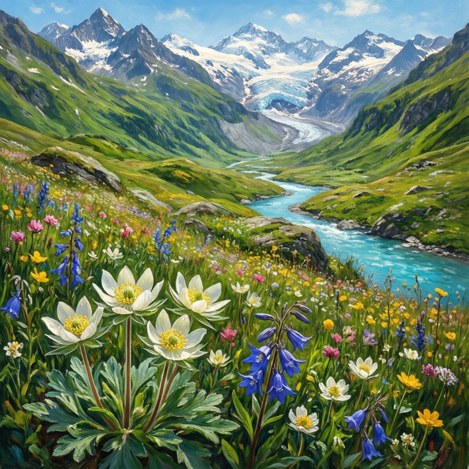 Wildflower Alpine Meadow by Wallpapers.art Studio