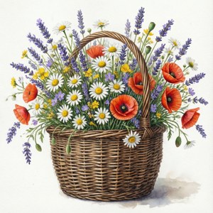 Wildflower Basket Watercolor
