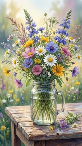Wildflower Bouquet Watercolor