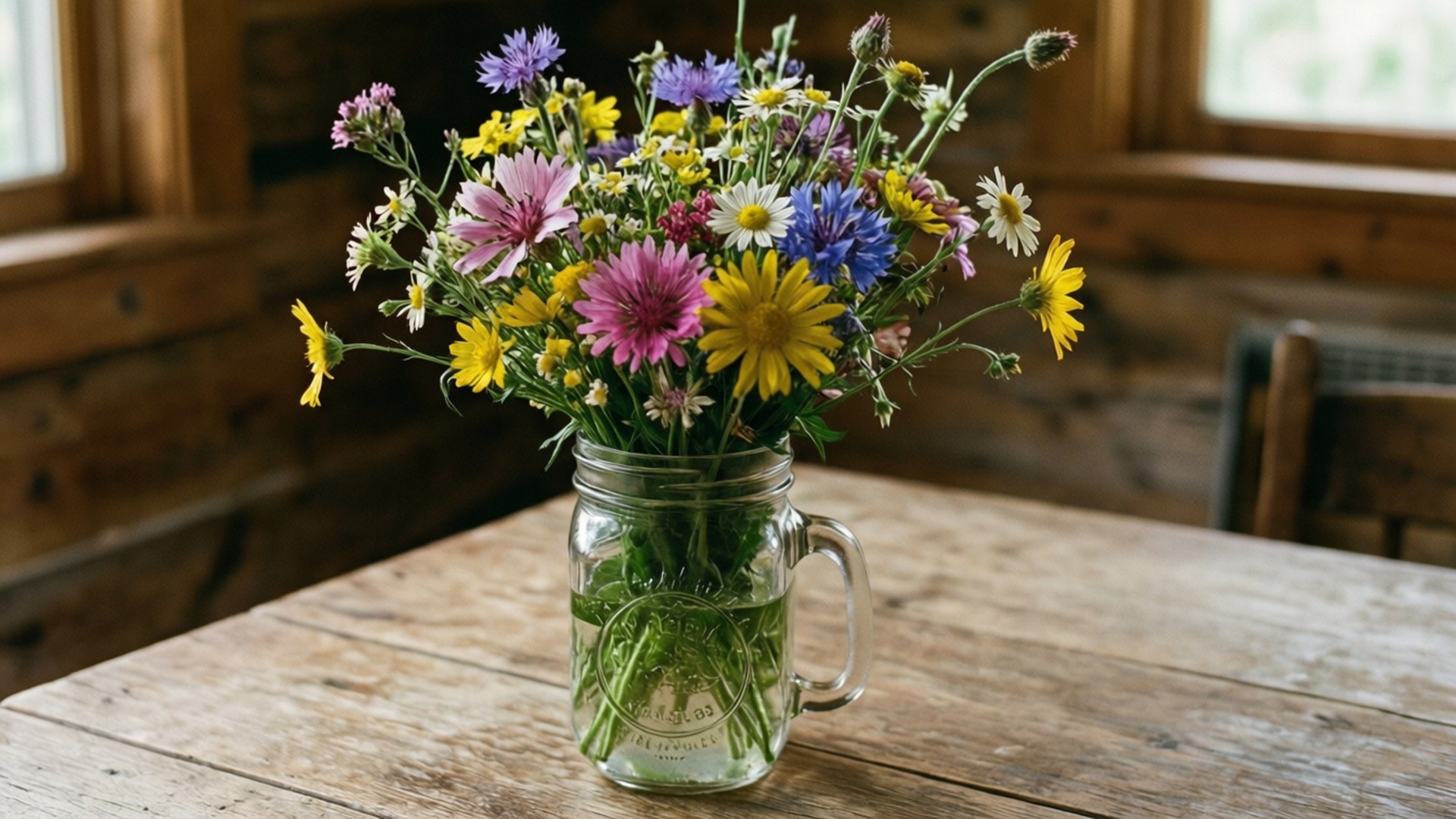 Wildflower Mason Jar by Wallpapers.art Studio