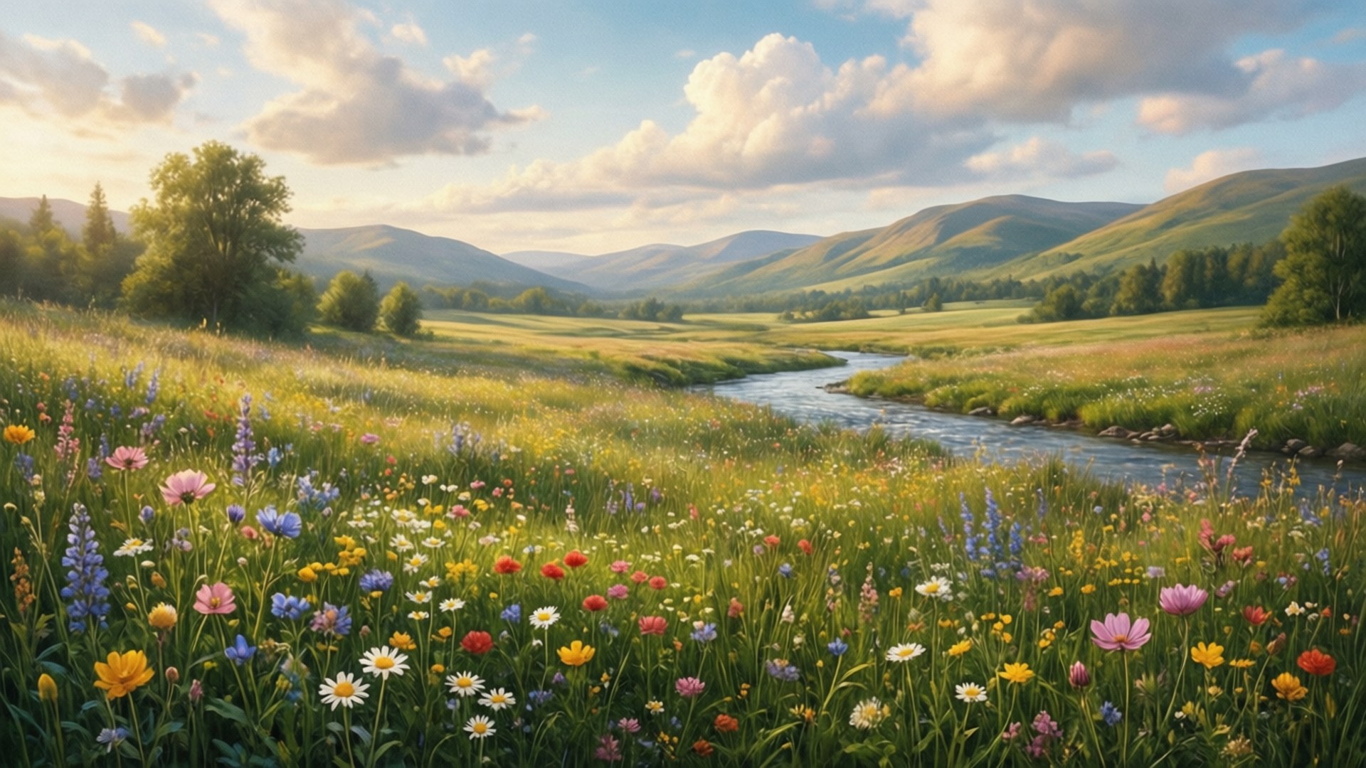 Wildflower Meadow Serenity by Wallpapers.art Studio