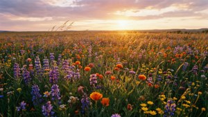 Wildflower Meadow Sunset