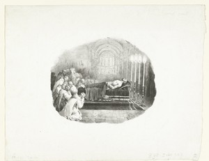 Willem de Veroveraar opgebaard in de kerk van Boscherville