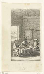 Willemynken beklaagt zich over het eten bij een bediende