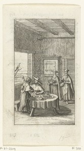 Willemynken negeert twee geestelijken met het heilige sacrament