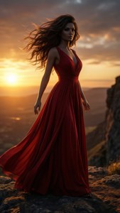 Windblown Red Silhouette
