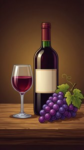 Wine and Grapes Vector