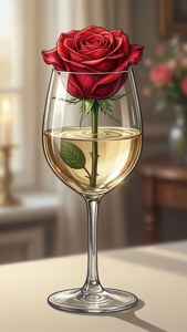 Wine Glass with Rose