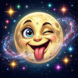 Winking Moon with Stars
