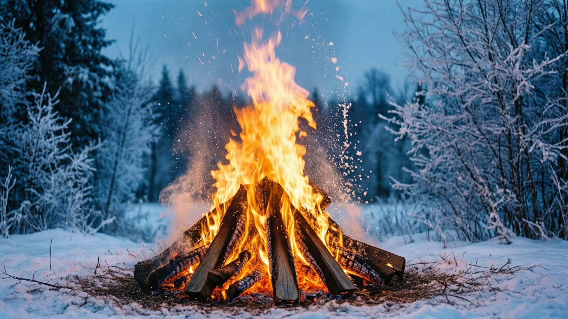 Winter Bonfire Glow by Wallpapers.art Studio