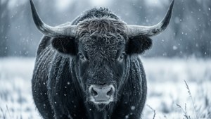 Winter Bull in Snow