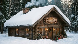Winter Cabin Family