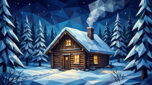 Winter Cabin Low-Poly
