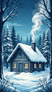 Winter Cabin Snowy Woods