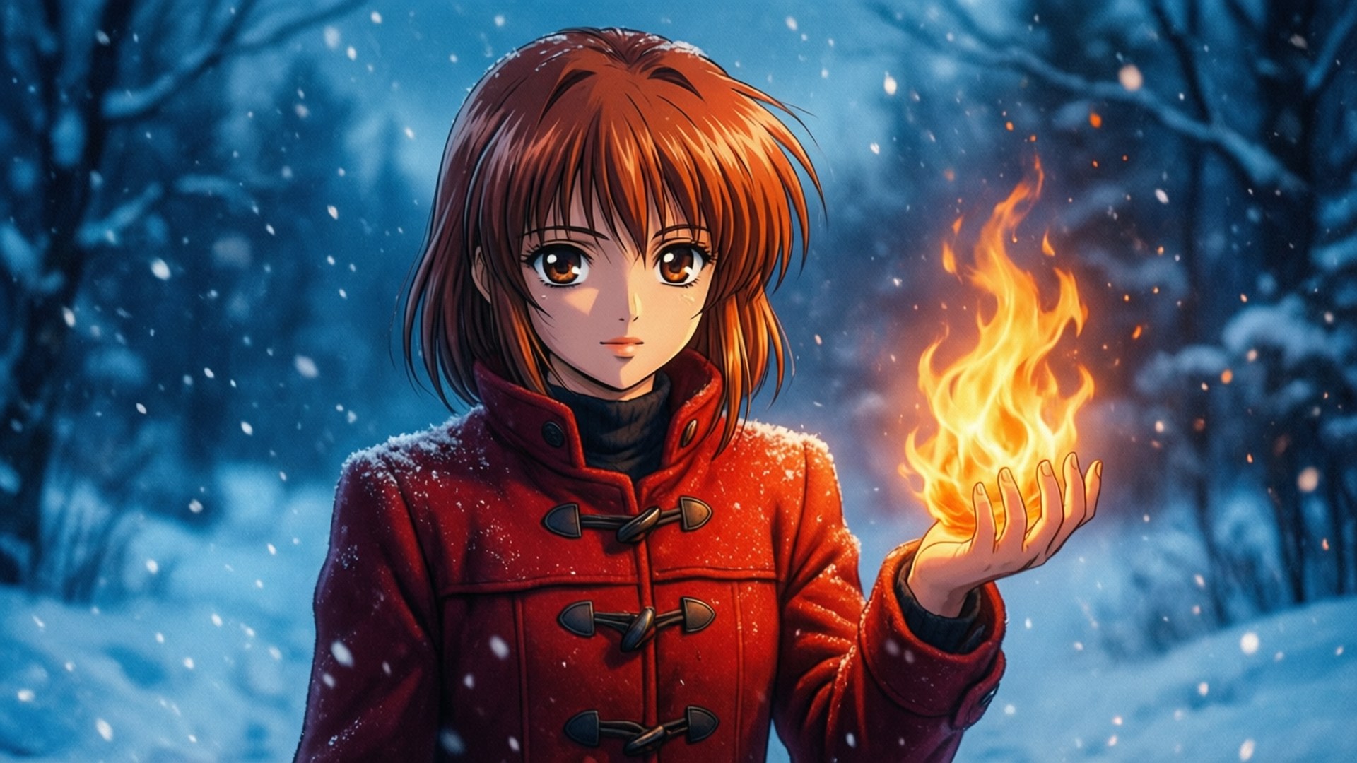 Winter Flame Warmth by Wallpapers.art Studio