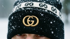 Winter Gucci Beanie in Snow